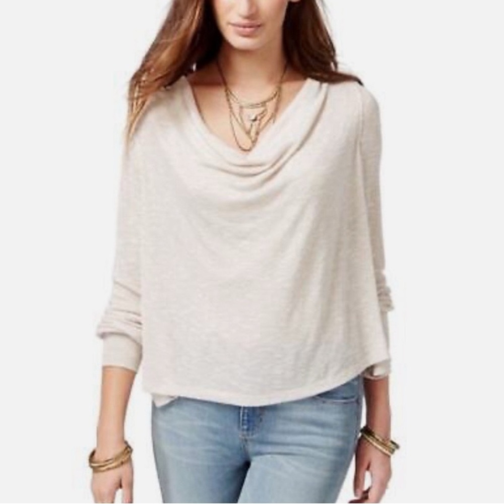 Free People Sparkle Gold Front Drape Top